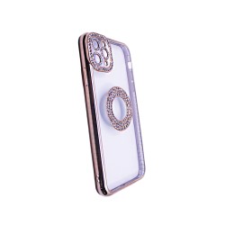 Capa de Silicone Suave com Design de Diamante para Apple iPhone 11 Pro Max Dourado Capa de Silicone Suave com Design de Diamante para Apple iPhone 11 Pro Max Dourado